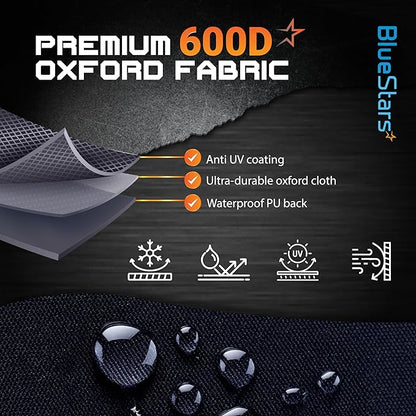 BlueStars 52 inch Grill Cover – Heavy‑Duty Waterproof 600D BBQ Cover for Outdoor Gas Grills, Compatible with Genesis, Weber, Char‑Broil & Nexgrill Models, UV & Rip‑Resistant, Black