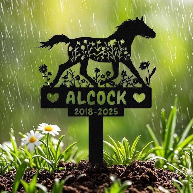 Personalized Horse Memorial Stake,Pet Plaque for Horse Lover,Metal Horse Grave Marker,Remembrance Stake,Outdoor Garden Yard Sign Horse 14inch
