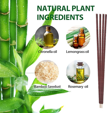 KICKOUTOR® Mosquito Incense Sticks with Natural Citronella Oil, 24 Count Indoor Outdoor Mosquito Repellent for Patio Camping Backyard, 8-Hour DEET-Free No-See-ums Bug Protection Each