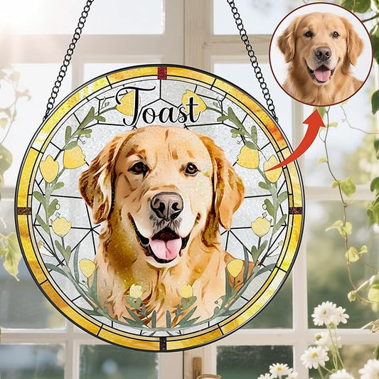 Personalized Pet Suncatcher, Loss of Pet Sympathy Gift Dog, Dog Memorial Gifts, Cat Memorial Gift, Pass Away, Remembrance, Bereavement Gifts for Dogs Lovers or Cats Lovers - Pattern B