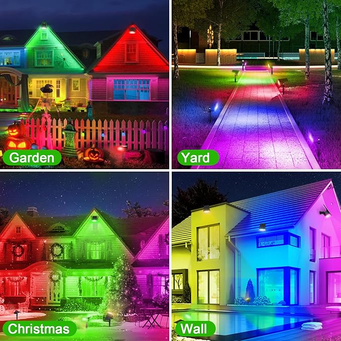LANSOW Solar Spot Lights Outdoor Color Changing, [7 Modes/8 Pack] Christmas Landscape Spotlights, Solar Lights Outdoor Waterproof, Solar Powered Flood Lights for Outside Yard Garden Pathway