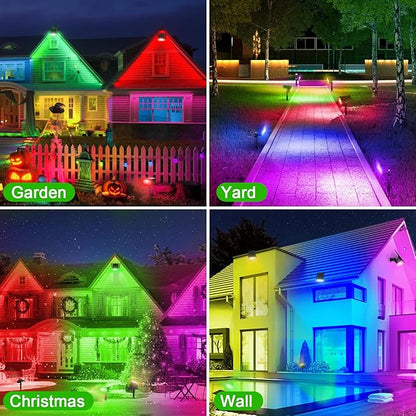 LANSOW Solar Spot Lights Outdoor Color Changing, [7 Modes/8 Pack] Christmas Landscape Spotlights, Solar Lights Outdoor Waterproof, Solar Powered Flood Lights for Outside Yard Garden Pathway