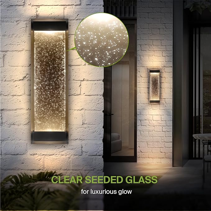 ASD LED 18 Inch Bubble Glass Wall Light Fixture | 22W 520LM 3000-5000K 100-277V | 3CCT, Waterproof, Dimmable, Up-Down Glow, ETL Listed | Exterior Flush Mount Sconce, Outdoor Lighting | Black, 4 Pack