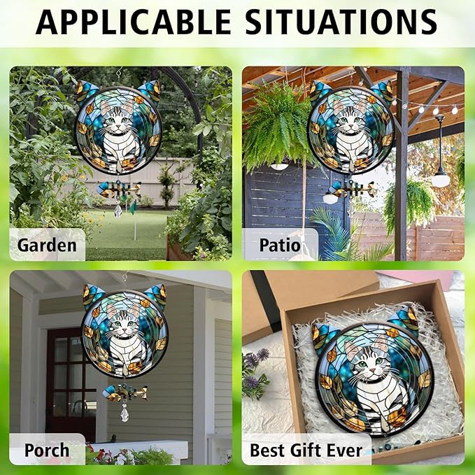 American Shorthair Cat Wind Spinner, American Shorthair Cat Wind Spinner Hanging for Yard and Garden