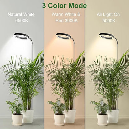 Wolezek Grow Lights for Indoor Plants Full Spectrum, 80 LEDs 3 Colors Grow Light, 65in Large Plant Lights for Indoor Growing with 360°Gooseneck, 6/12/16H Timer, 5 Brightness, Height Adjustable, Black