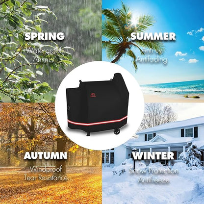 Turtle Life Pellet Grill Cover, Heavy Duty All Weather Protection Wood Pellet Smoker Barbecue Cover for Pit Boss 820&850 Series Z Grill 700, Black, 58" Wx27”Dx46.5”H