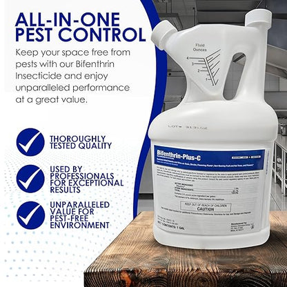 Bifenthrin-Plus-C Insecticide (1 Gal) - Roach Killer Indoor Infestation, Termite Treatment, Ant Control & Wasp Spray - Home Defense Pest Control, Residential, Commercial, and Industrial Use