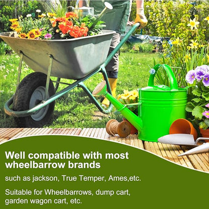 Upgraded 16" Flat Free Wheelbarrow Wheels and Tires, 4.80/4.00-8 Solid Wheelbarrow Tires with 5/8"&3/4" Bearings,14"-16" Universal Fit Wheelbarrow Wheels for Wheelbarrows/Garden Trailer