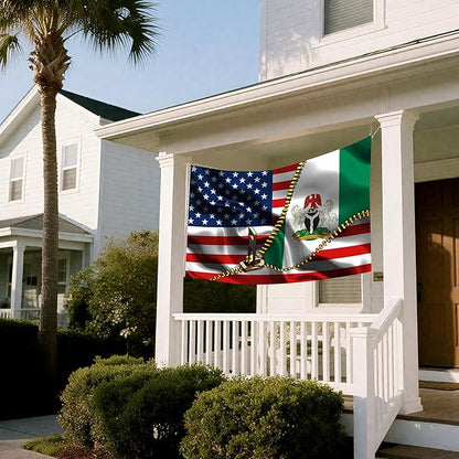 Vintage American America Usa Nigeria Nigerian Flags For Outside Yard 3x5 Ft Double Sided Printed 100d Polyester Lightweight Garden Welcome Outdoor Banner Brass Grommets