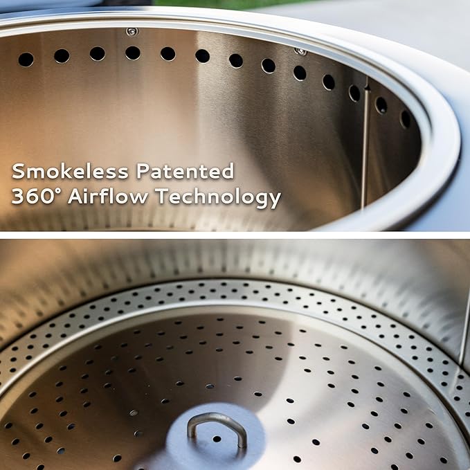 TIKI 27.5-Inch Smokeless Reunion Fire Pit, Large Outdoor Fire Pit for Gatherings, Wood Burning with Removable Ash Pan & Weather-Resistant Cover, Modern Black Design – Perfect for Patio & Backyard