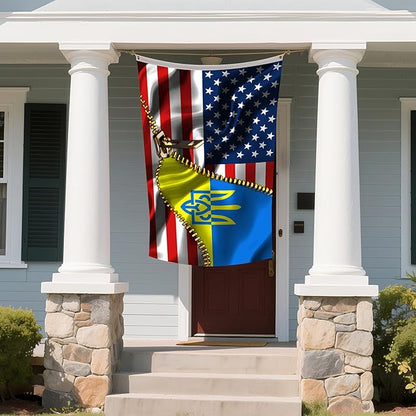 Vintage American America Usa Ukrainian Ukraine Flags For Outside Yard 3x5 Ft Double Sided Printed 100d Polyester Lightweight Garden Welcome Outdoor Banner Brass Grommets