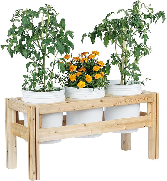 Greenes Fence Three Bucket Elevated Cedar Wood Garden Frame, 43 in. x 16 in. x 20 in. - Made in USA with North American Cedar