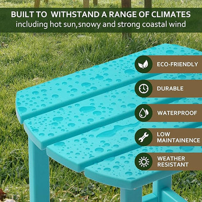 TORVA Patio Adirondack Side Table, Outdoor End Tables All-Weather Resistant HDPE Humidity-Proof Long Time Use for Deck, Lawn,Garden, Porch, Backyard End Table(Lake Blue Color-1 Tier)