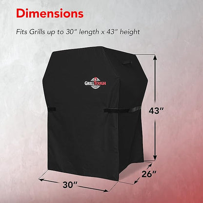 Heavy Duty BBQ Grill Cover for Outdoor Grill, 30 Inch – Waterproof, Weather Resistant, UV & Fade Resistant with Adjustable Straps – Gas Grill Cover for Weber, Genesis, Charbroil, etc. Black