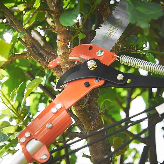VonHaus Telescopic Tree Pruner & Lopper 2 in 1 – Long Reach 3.3m Cutter, Retractable & Extendable Pole Saw for Branches – Lightweight Aluminium Pole, Steel Blade – Blade Cover Included