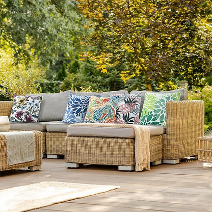 Outdoor Pillows, Pack of 2 Waterproof Decorative Throw Pillows with Inserts, 18”x18” Square Pillows for Couch, Sofa and Patio Furniture