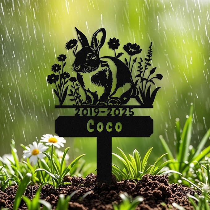 Custom Rabbit Grave Marker,Personalized Bunny Memorial Garden Stake,Pet Memorial Gift,Remembrance Stake,Loss of Bunny,Sympathy Sign Rabbit 8inch