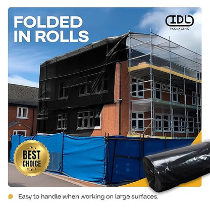 Black Construction Plastic Sheeting 6 mil, 10' x 100' (1000 sq. ft.) - Heavy Duty Plastic Cover for Construction & Painting - LDPE Film Roll - Heavy Duty Plastic Sheeting Roll by IDL Packaging