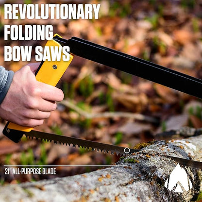 AGAWA - BOREAL21 Tripper Kit - Includes 21" Folding Saw, Nylon Carrying Case, 21" All-Purpose & 21" Aggressive Blade - For Camping, Hiking & Survival Gear (Black Frame/Yellow Handle)