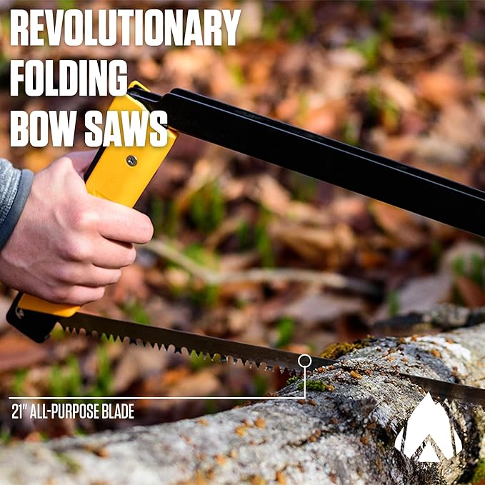 AGAWA - BOREAL21 Backwoods Kit - Includes 21" Folding Saw, Leather Sheath, 21" All-Purpose & 21" Aggressive Saw Blade - For Camping, Hunting & Survival Kit (Black Frame/Yellow Handle)