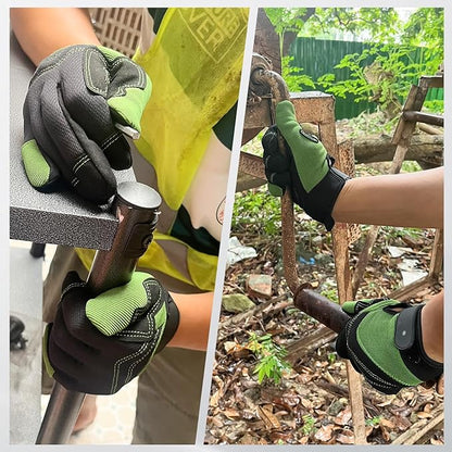 Synthetic Leather Spandex Mechanic Thorn Proof & Puncture Resistant Working Gloves with Touchscreen Support - Safety Work and Gardening Gloves for Men and Women