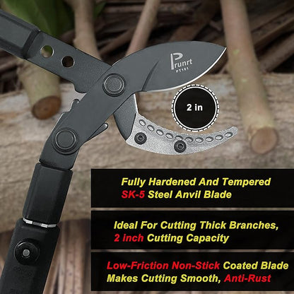 26-41 Inch Extendable Anvil Loppers, Sync Drive Power Lever Tree Trimmers, Telescopic Pruners Heavy Duty, 2 Inch Cutting Capacity