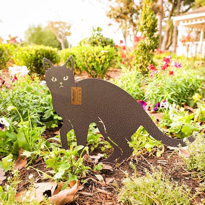 RealSteel - Garden Art Cats 3 Pack 2nd Edition - Cat Sculptures & Statues - Outdoor Yard Decorations for Cat Lovers - Zen Garden Accessories - Feline Kittens to Adorn Your Patio (Penny Vein)