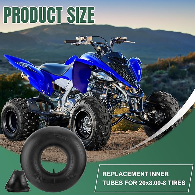 20x8.00-8 Inner Tube 20x10-8, 20x8-8, 20x10.00-8 Replacement Tire Tubes with Straight Valve Stem (2-Pack) - for Mower, Tractor, Golf Cart, ATVs