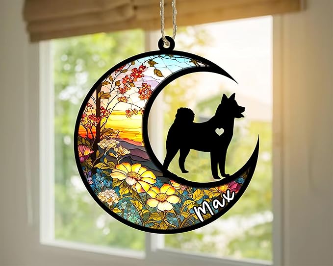 Personalized Dog Memorial, Custom Name Shiba Inu Dog Christmas Ornament with Name, Custom Breeds, Pet Loss Light Catcher, Gifts for Lovers Loss of Pet Sympathy on Mothers Day Christmas