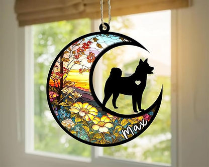 Personalized Dog Memorial, Custom Name Shiba Inu Dog Christmas Ornament with Name, Custom Breeds, Pet Loss Light Catcher, Gifts for Lovers Loss of Pet Sympathy on Mothers Day Christmas
