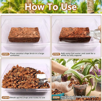 Legigo 10 Pack Coco Husk Chips- 11 LB 100% Organic Coconut Coir Chips Brick Potting Soil Mix with Low EC & PH Balance, Compressed Coconut Substrate Coco Chips Mulch Medium for Garden, Flowers, Plants