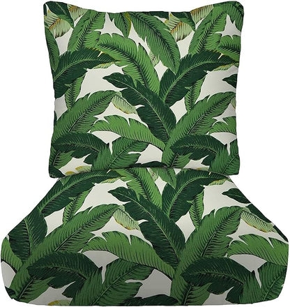 RSH DECOR Deep Seating Cushion with Pillow Back | 23.5” x 25” Seat | Water and Fade-Resistant Spun Fabric | Outdoor Chair Cushion Set for Patio Furniture | Swaying Palm Aloe