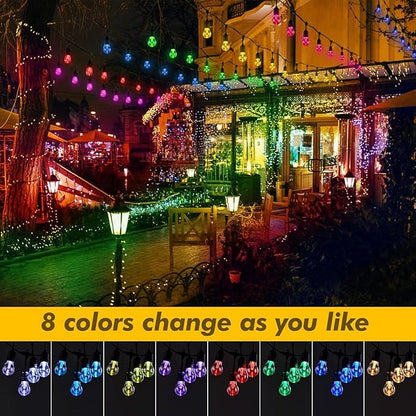 Auroraworld 144FT Solar RGB String Lights Outdoor, Dimmable Waterproof LED Patio Lights with Remote, 45 Shatterproof Edison Bulbs for Garden Cafe Party Decor