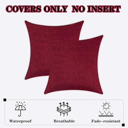 Kevin Textile Pack of 2 Outdoor Waterproof Pillow Covers Checkered Decorative Cushions Sham Throw Pillowcases Shell for Patio Tent Garden Couch Bed Sofa 22x22 Inch Red