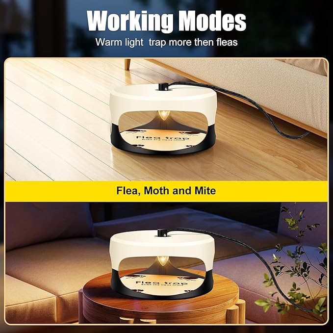 Flea Traps for Inside Your Home 2 Packs, 2024 Sticky Bed Bug, Flea Trap Indoor Pest Control Trapper Insect Killer with Light