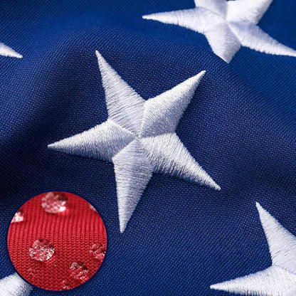 American Flag 4x6 Ft Deluxe Water Resistant Series Made From Heavy Duty Super Tough Spun Polyester/Embroidered Stars/Sewn Stripes/Brass Grommets,US/USA Flags Perfect for Outside