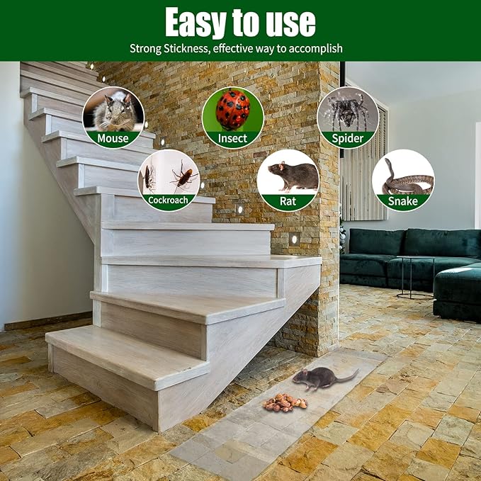 Qualirey 8 Pcs 47 Inch Ultra Large Sticky Mouse Glue Traps Sticky Rat Trap That Work for Rats Roaches Rodents Heavy Duty Pre Baited Mats Indoor Outdoor Catch Pest (Clear)