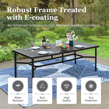 HERA'S HOUSE Outdoor Dining Sets for 8, 9 Pieces Patio Table and Chairs Set, 83” Rectangle Metal Table with Textilene Chairs for Backyard Garden Lawn