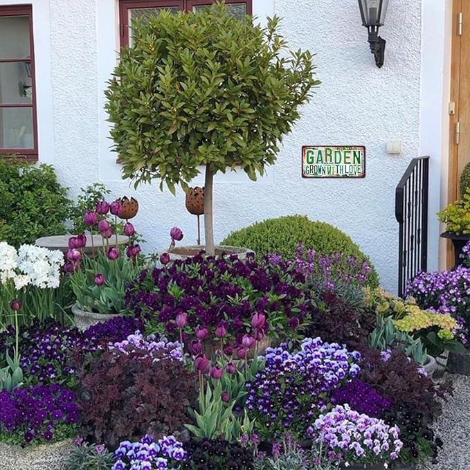 Vintage Garden Metal Tin Sign License Plate Wall Decor for Garden Lover 12 x 6 Inches - my happy place