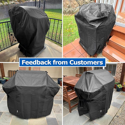 SunPatio 58 Inch Outdoor Grill Cover, Compatible for Weber Genesis II, Genesis 300 and II LX 300 Series Gas Grills, Heavy Duty Waterproof Barbecue Cover, Compared to Weber 7130, 58"W x 25"D x 44.5"H