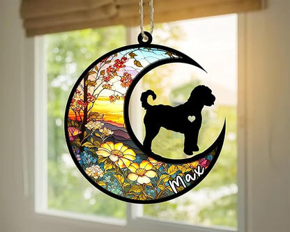 Personalized Dog Memorial, Custom Name Goldendoodle Dog Christmas Ornament with Name, Custom Breeds, Pet Loss Light Catcher, Gifts for Lovers Loss of Pet Sympathy on Mothers Day Christmas