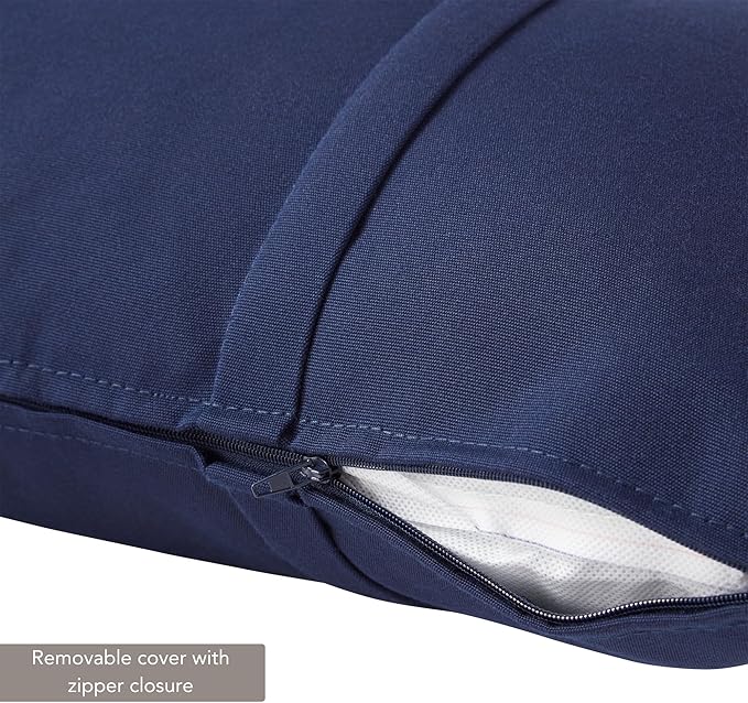 Greendale Home Fashions Sunbrella 21" x 14" Rectangle Outdoor Throw Pillow with Removable Cover (Set of 2), Canvas Navy 2 Count