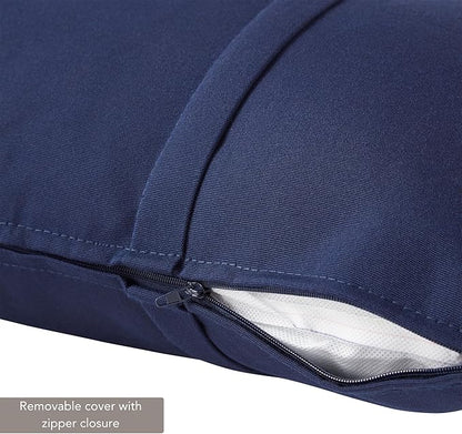 Greendale Home Fashions Sunbrella 21" x 14" Rectangle Outdoor Throw Pillow with Removable Cover (Set of 2), Canvas Navy 2 Count