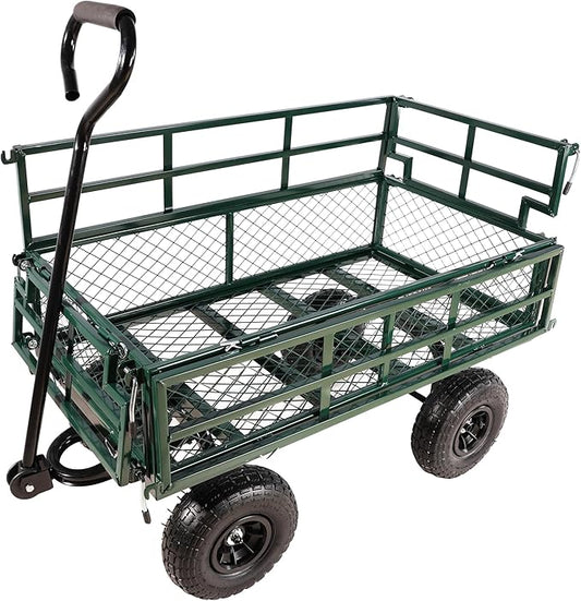 with a Four-Wheeled Trailer with a Double-Deck Detachable Side,The Steel Multifunctional Heavy-Duty net car can be Used in Farms,Warehouses and Other Places.