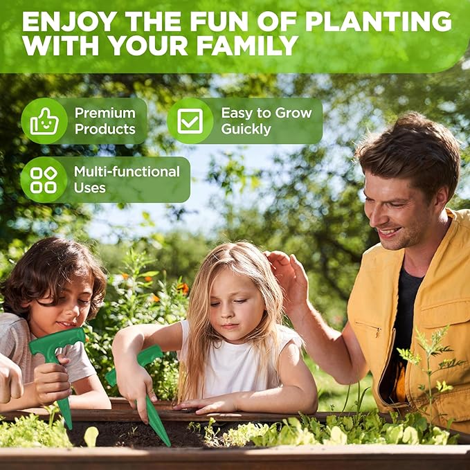 2pcs Seed Planter Tool, 6.9" Dibber Garden Tool, Plastic Seed Dibbler for Planting, Bulb Digger Garden Planter with Handle for Sowing Seeds, Planting, Bulbs, Digging (Green)