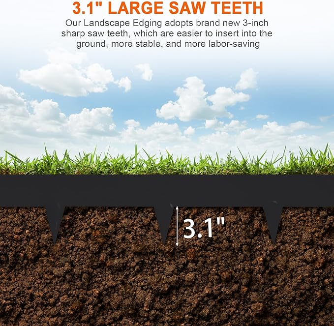 Metal Landscape Edging 42 Inch Strips, Steel Landscape Edging 6.3 Inch Depth, 6 Pack Hammer in Landscape Edging, Metal Edging for Landscaping