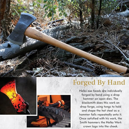 1844 Helko Werk Germany Traditional Hinterland - Made in Germany Double Bit Axe, Felling Axe for Felling Trees and Cutting Wood with Two Blades - Head 3.5 lbs, Handle 30 in. (Hinterland) #13575