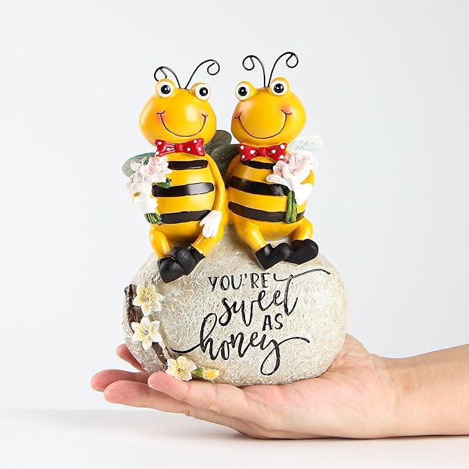 Bee Statue for Garden Decorations Honey Bee Figurine for Outdoor Patio Lawn Porch Yard Backyard Outside Indoor Shelf Table Home Decor Garden Sculptures & Statues Holiday Spring Summer Bee Gift