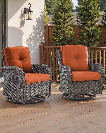 Pop 22x25/22x24 Outdoor Chair Cushions Set of 4 - Heavy Duty High Back Replacement Zippered Cushion for Patio Furniture Dining Gliding Rocking Chairs Loveseat L-Shape Sofa - Orange/Button