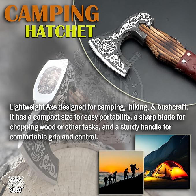 SHINY CRAFTS®- Personalized Viking Axe – Best Gift for Husband Decorative Hatchet for Father’s Day, Birthday, Anniversary, or Christmas (SCA-07)